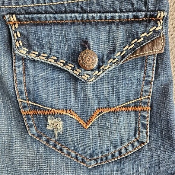 Guess Jeans Men's 34x31 Relaxed Boot Cut Medium Wash Blue Flap Pocket Embroidery - Picture 7 of 16